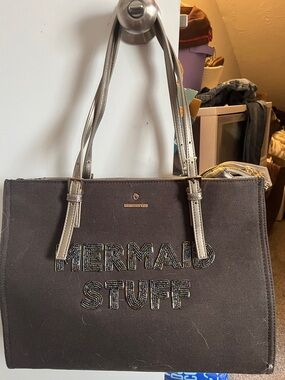 Spartina 449 Black Tote with Metallic Trim – "Mermaid Stuff" Embellished